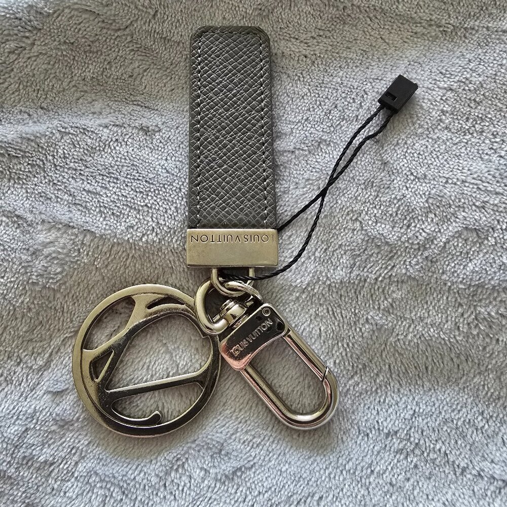 Louis Vuitton Leather Silver Taiga Keychain Bag Charm Pendant